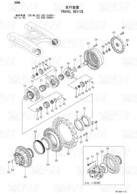 발굴기 블랙 ZX330 ZX350 ZX360 ZX370 여행 모터 드라이브 카탈로그 수압 드라이브 유닛 9190221 9190222 9212584 9232360