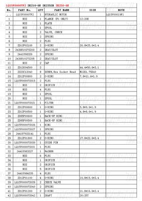 설치 볼트 온 LQ15V00007F2 발굴기 여행 드라이브 카탈로그 모델에 따라 다릅니다