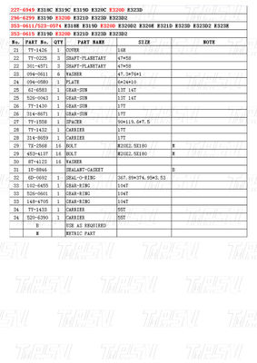 OEM 스틸 227-6949 296-6299 353-0611 523-0574 353-0615 E320D 발굴기 여행 드라이브 카탈로그 기어박스 조립